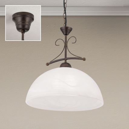 Lampadario a catena RULA 1xE27/40W/230V Ø 35 cm bianco/bronzo