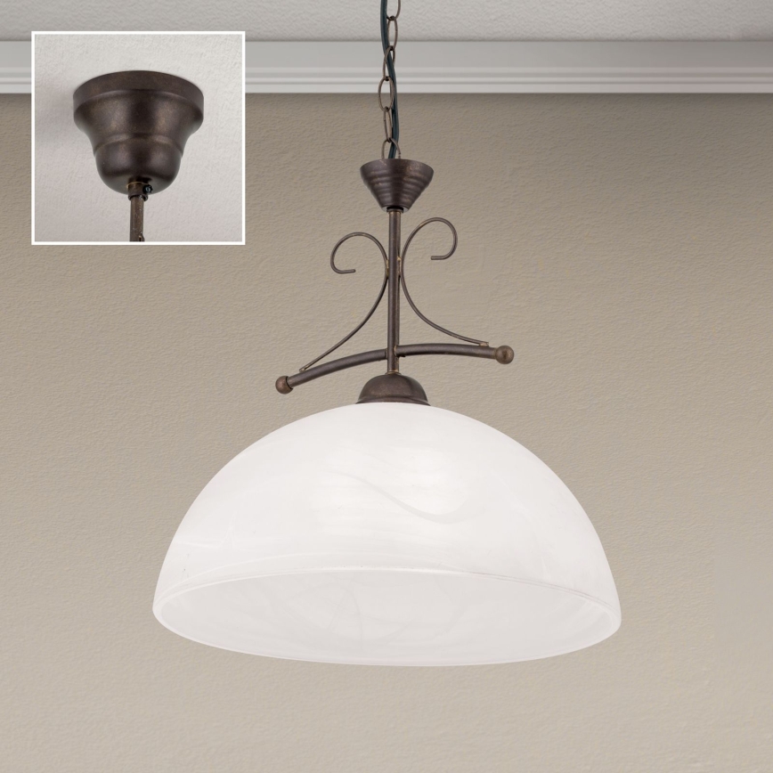 Lampadario a catena RULA 1xE27/40W/230V Ø 35 cm bianco/bronzo