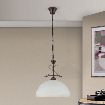 Lampadario a catena RULA 1xE27/40W/230V Ø 35 cm bianco/bronzo