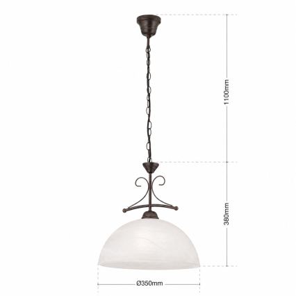 Lampadario a catena RULA 1xE27/40W/230V Ø 35 cm bianco/bronzo