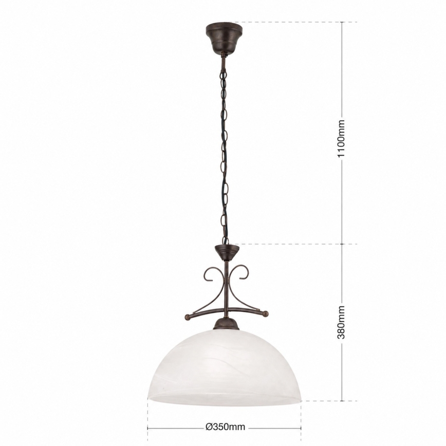 Lampadario a catena RULA 1xE27/40W/230V Ø 35 cm bianco/bronzo