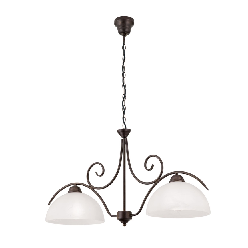 Lampadario a catena RULA 2xE27/40W/230V bianco/bronzo