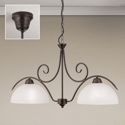 Lampadario a catena RULA 2xE27/40W/230V bianco/bronzo