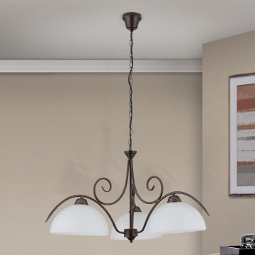 Orion - Lampadario a catena RULA 3xE27/40W/230V Ø 70 cm bianco/bronzo