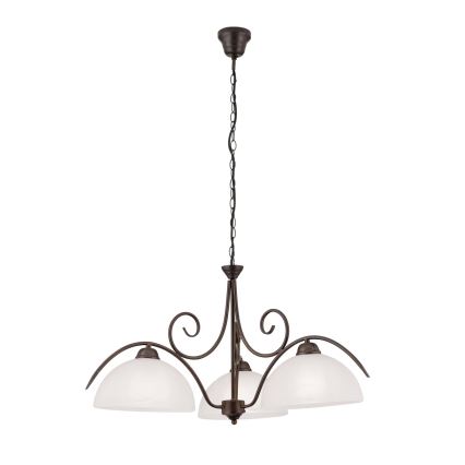Lampadario a catena RULA 3xE27/40W/230V Ø 70 cm bianco/bronzo
