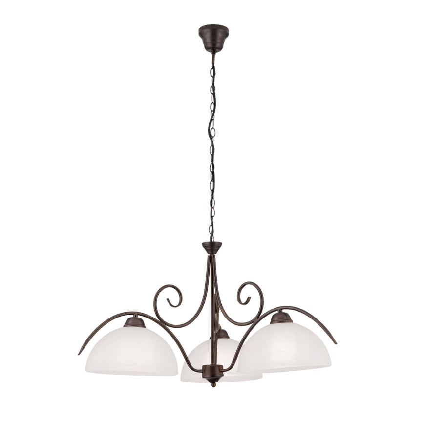Lampadario a catena RULA 3xE27/40W/230V Ø 70 cm bianco/bronzo