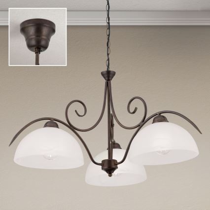 Lampadario a catena RULA 3xE27/40W/230V Ø 70 cm bianco/bronzo