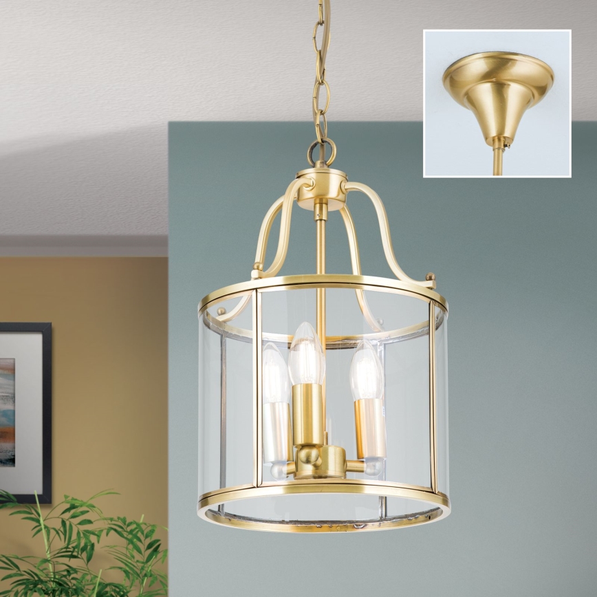 Lampadario a catena BRUNO 3xE14/40W/230V, diametro 25 cm, finitura dorata