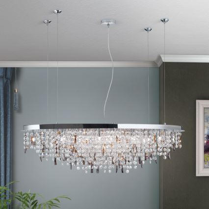 Lampadario di cristallo a sospensione CRYSTALRIVER 21xG9/40W/230V cromo lucido