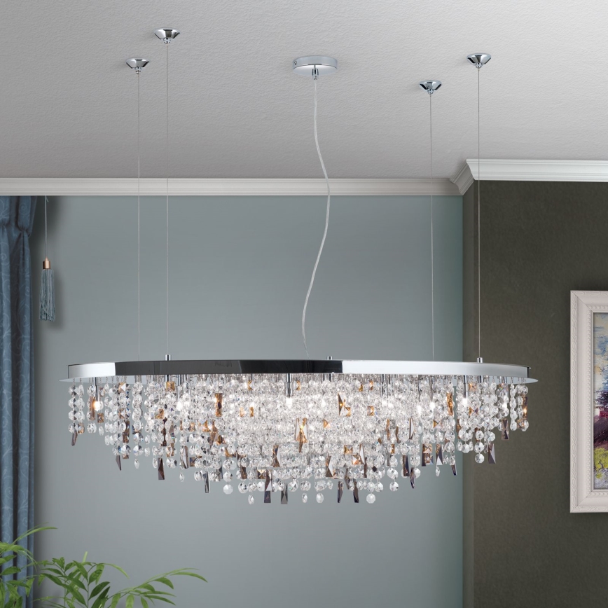 Lampadario di cristallo a sospensione CRYSTALRIVER 21xG9/40W/230V cromo lucido