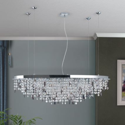 Lampadario di cristallo a sospensione CRYSTALRIVER 21xG9/40W/230V cromo lucido