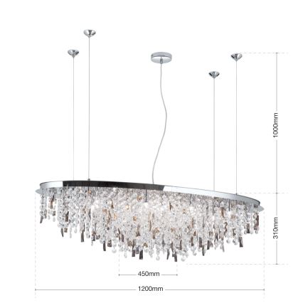 Lampadario di cristallo a sospensione CRYSTALRIVER 21xG9/40W/230V cromo lucido