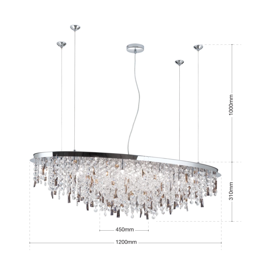 Lampadario di cristallo a sospensione CRYSTALRIVER 21xG9/40W/230V cromo lucido