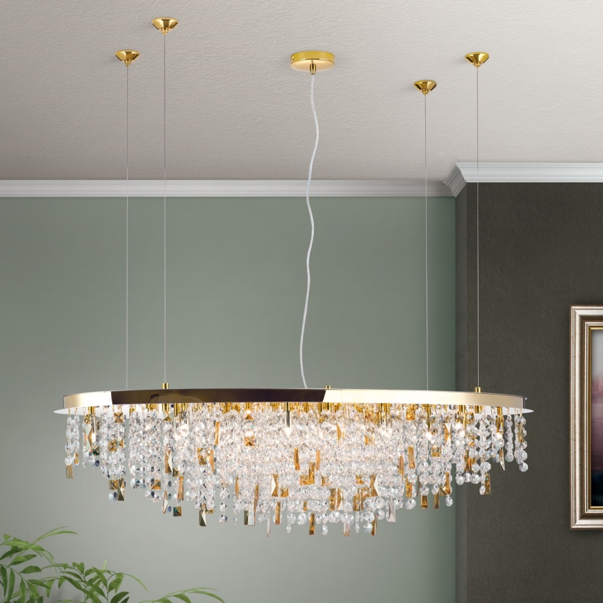 Lampadario di cristallo a sospensione CRYSTALRIVER 21xG9/40W/230V oro