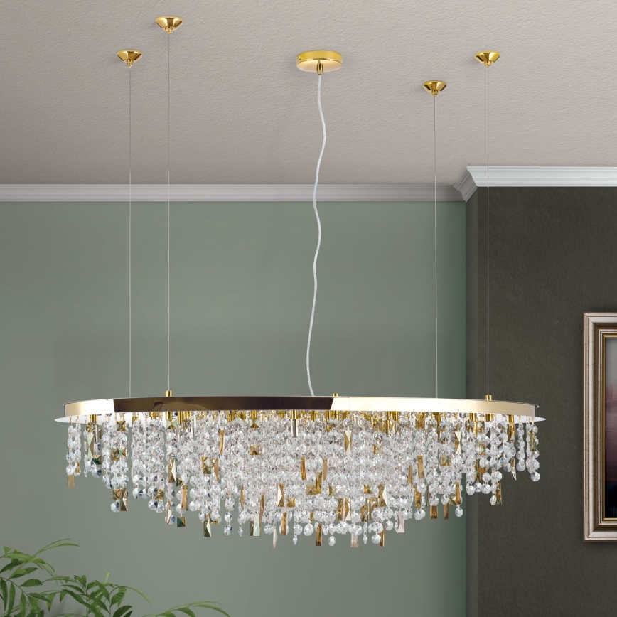 Lampadario di cristallo a sospensione CRYSTALRIVER 21xG9/40W/230V oro