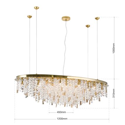 Lampadario di cristallo a sospensione CRYSTALRIVER 21xG9/40W/230V oro