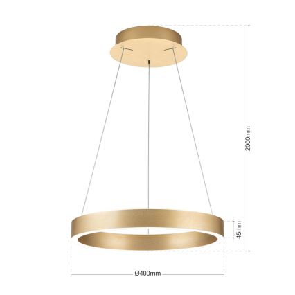 lampadario LED dimmerabile su cavo KOLK LED/40W/230V 2700/3000/4000K diam. 40 cm oro