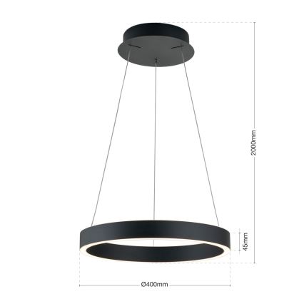 Lampada a sospensione su cavo dimmerabile KOLK LED/40W/230V 2700/3000/4000K Ø 40 cm nero