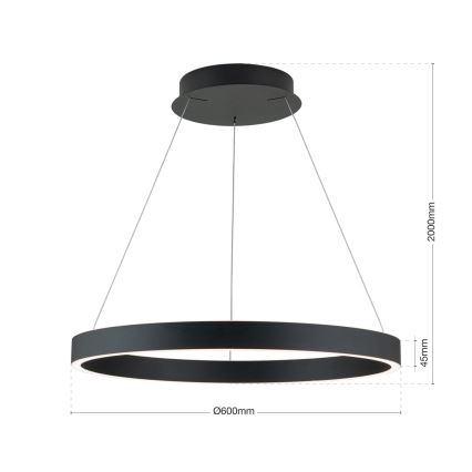 Lampadario LED dimmerabile a sospensione su cavo KOLK LED/60W/230V 2700/3000/4000K Ø 60 cm nero
