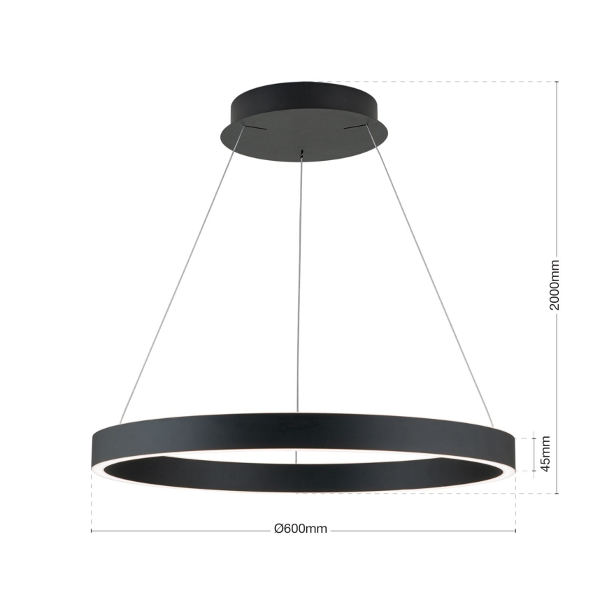 Lampadario LED dimmerabile a sospensione su cavo KOLK LED/60W/230V 2700/3000/4000K Ø 60 cm nero