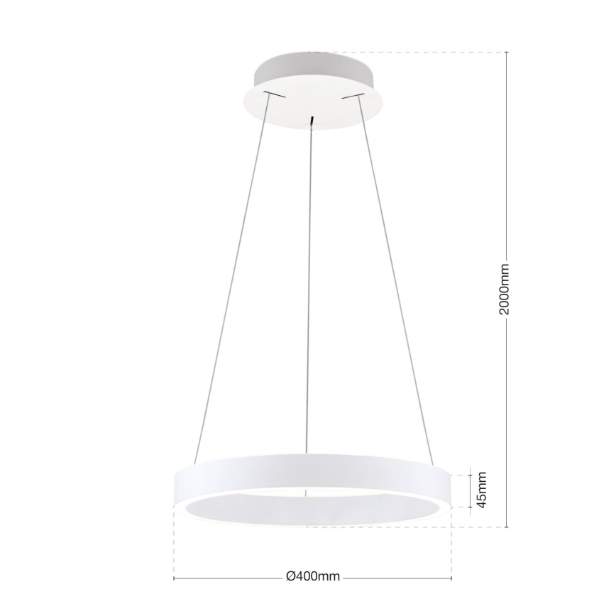 Lampadario LED dimmerabile a sospensione su cavo KOLK LED/40W/230V 2700/3000/4000K Ø 40 cm bianco