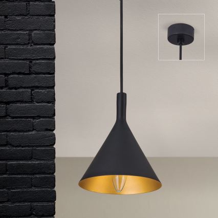 Lampadario sospeso con cavo GUNDA 1xE14/40W/230V Ø 16,5 cm nero/oro