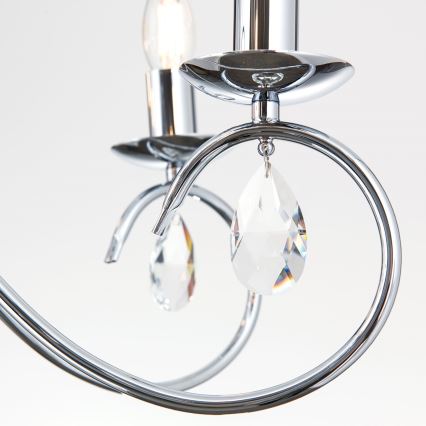 Lampadario di cristallo a sospensione con catena ALESSIA 5xE14/40W/230V cromo lucido