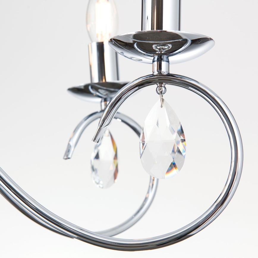 Lampadario di cristallo a sospensione con catena ALESSIA 5xE14/40W/230V cromo lucido