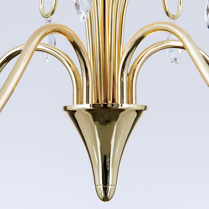 Lampadario di cristallo a sospensione con catena ALESSIA 5xE14/40W/230V oro