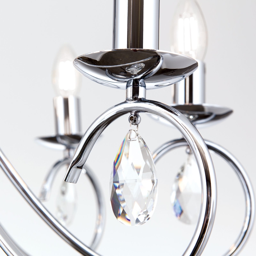 Lampadario di cristallo a sospensione con catena ALESSIA 8xE14/40W/230V cromo lucido
