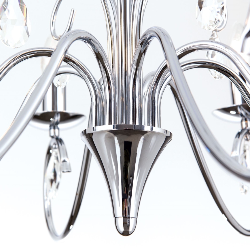 Lampadario di cristallo a sospensione con catena ALESSIA 8xE14/40W/230V cromo lucido