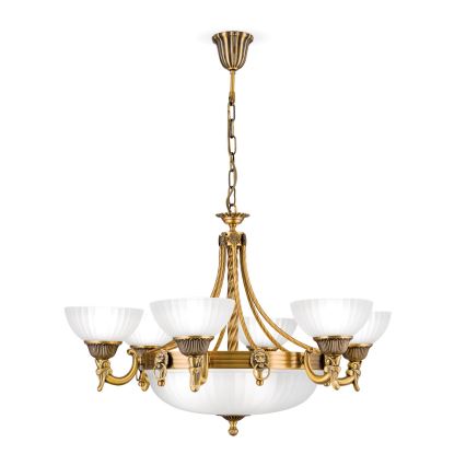 Lampadario a sospensione con catena ROCCA 9xE27/60W/230V diametro 75 cm bronzo/bianco