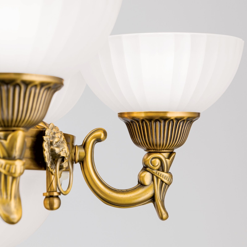 Lampadario a sospensione con catena ROCCA 9xE27/60W/230V diametro 75 cm bronzo/bianco