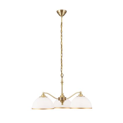 Lampadario a sospensione con catena OLD LAMP 3xE27/40W/230V diametro 65 cm bianco/ottone