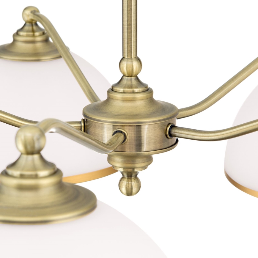Lampadario a sospensione con catena OLD LAMP 5xE27/40W/230V diametro 75 cm bianco/ottone