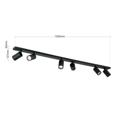 Plafoniera con 6 faretti SEAN 6xGU10/13W/230V nero