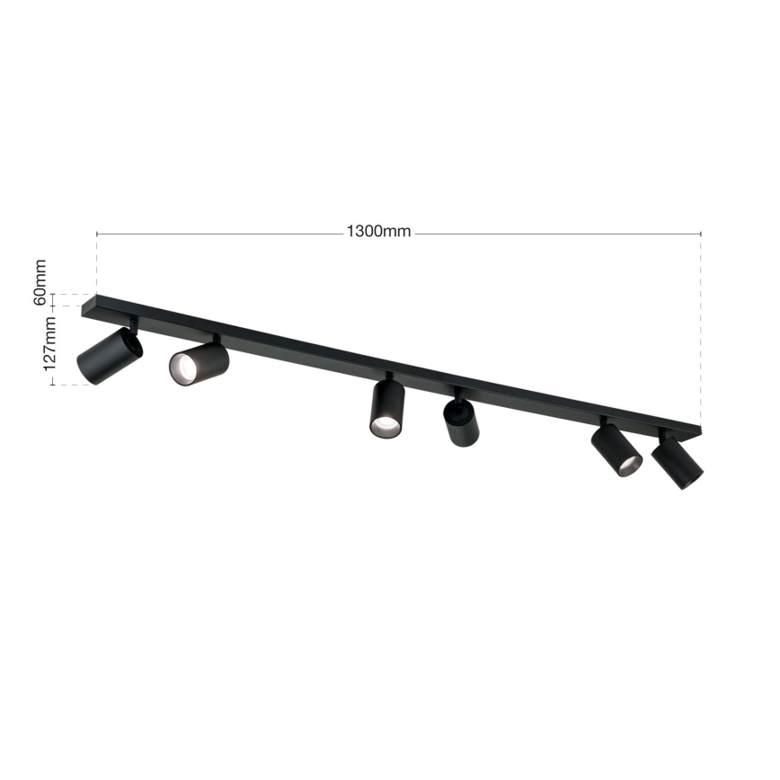 Plafoniera con 6 faretti SEAN 6xGU10/13W/230V nero