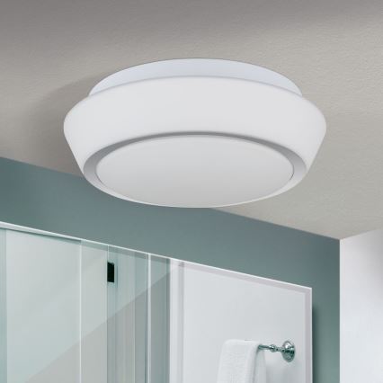 Plafoniera da soffitto per bagno TENA 2xE27/60W/230V Ø 30 cm IP44 bianca