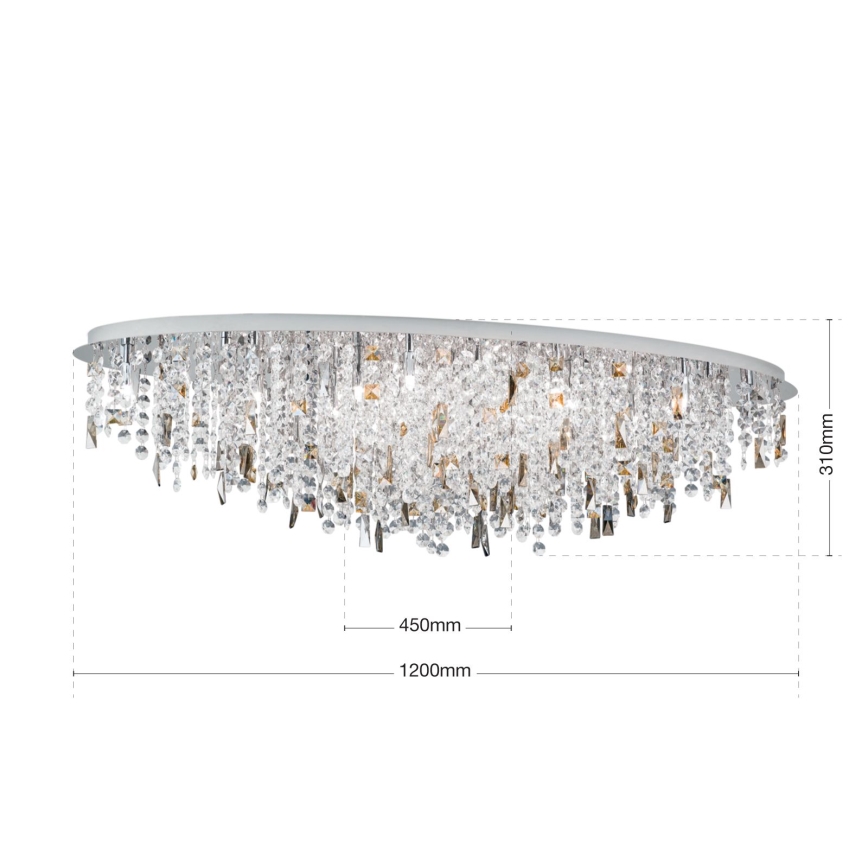 Plafoniera di cristallo CRYSTALRIVER 21xG9/40W/230V cromo lucido