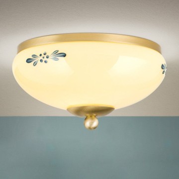 Orion - Plafoniera LANDHAUS 1xE27/60W/230V Ø 21 cm ottone/beige/blu