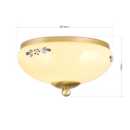 Plafoniera LANDHAUS 1xE27/60W/230V Ø 21 cm ottone/beige/blu
