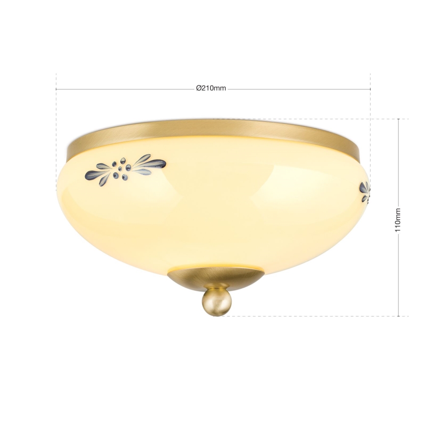 Plafoniera LANDHAUS 1xE27/60W/230V Ø 21 cm ottone/beige/blu