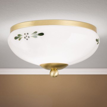 Orion - Plafoniera LANDHAUS 1xE27/60W/230V Ø 21 cm ottone/bianco/verde