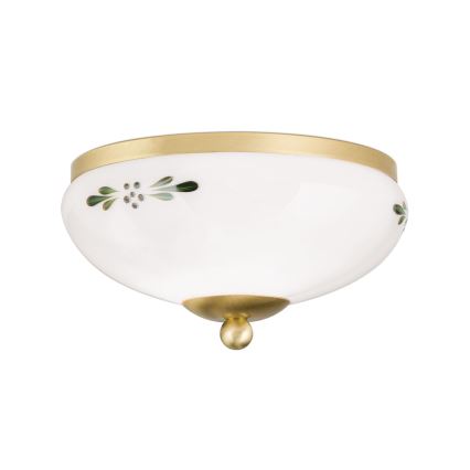 Plafoniera LANDHAUS 1xE27/60W/230V Ø 21 cm ottone/bianco/verde