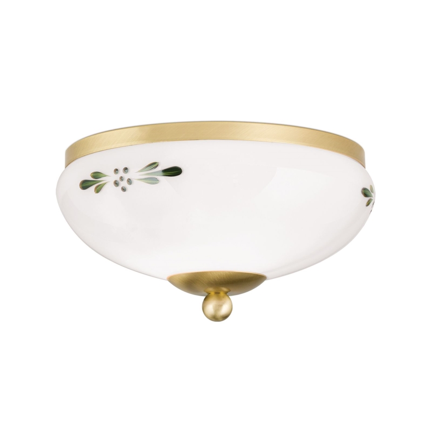Plafoniera LANDHAUS 1xE27/60W/230V Ø 21 cm ottone/bianco/verde