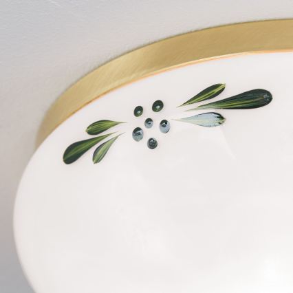Plafoniera LANDHAUS 1xE27/60W/230V Ø 21 cm ottone/bianco/verde