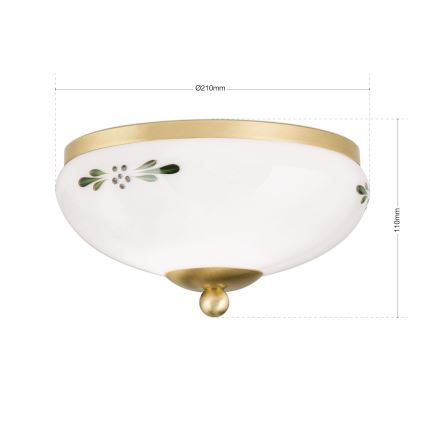 Plafoniera LANDHAUS 1xE27/60W/230V Ø 21 cm ottone/bianco/verde