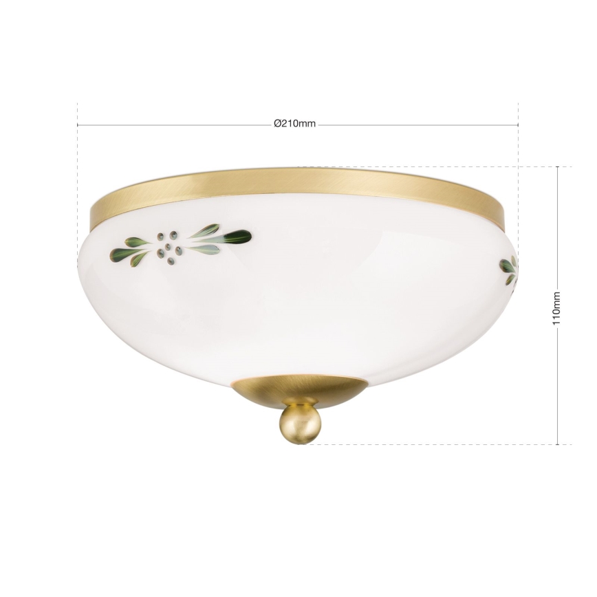 Plafoniera LANDHAUS 1xE27/60W/230V Ø 21 cm ottone/bianco/verde