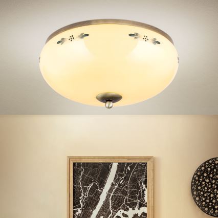 Orion - Plafoniera LANDHAUS 3xE27/60W/230V Ø 35 cm bronzo/beige/blu