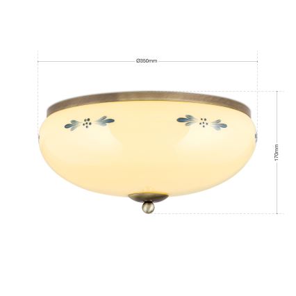Orion - Plafoniera LANDHAUS 3xE27/60W/230V Ø 35 cm bronzo/beige/blu